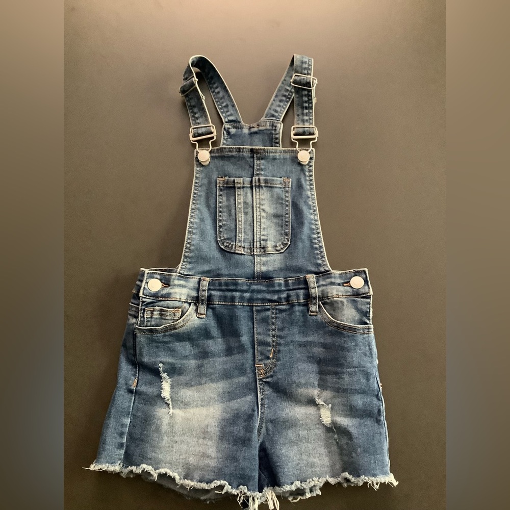 Dark wash kids romper denim